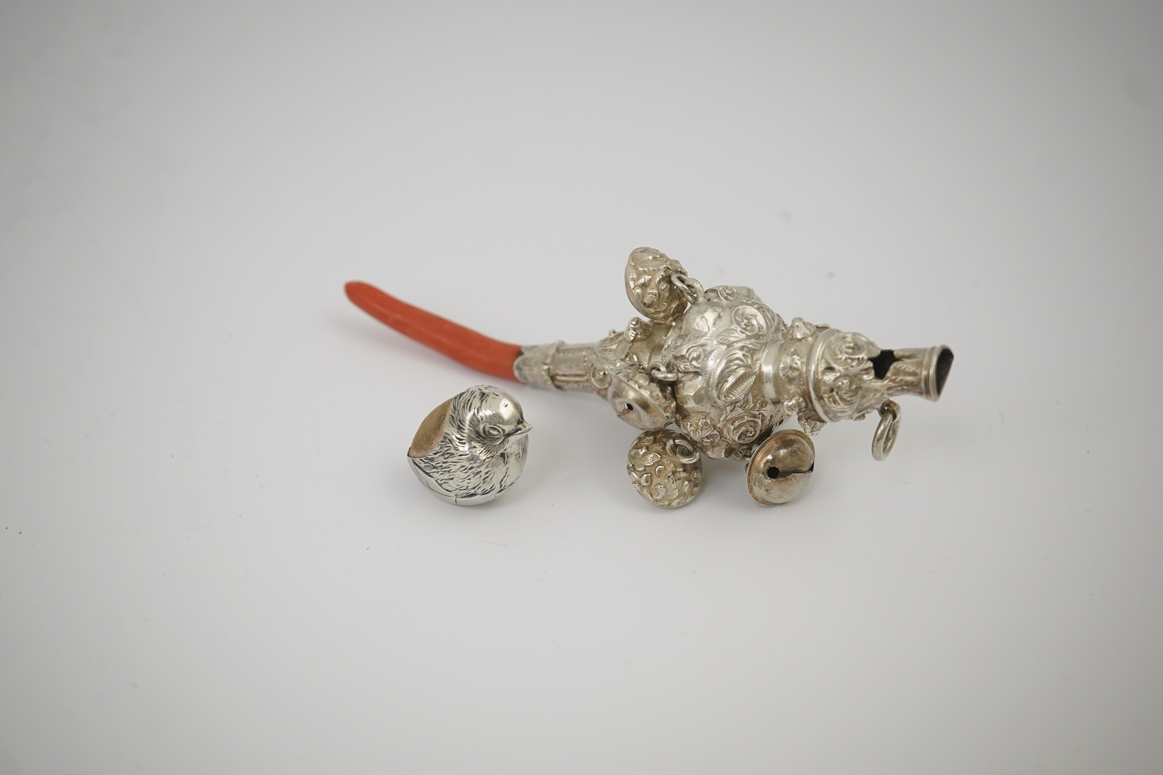 A small Edwardian silver mounted 'hatching chick' pin cushion, Sampson Mordan & Co, Chester, 1907